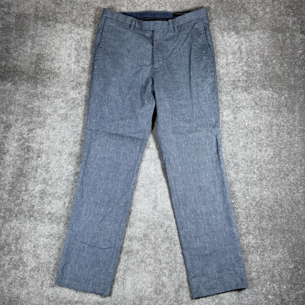 Banana Republic Pants Men's 30x30 Blue Chambray Linen Blend Slim Fit
